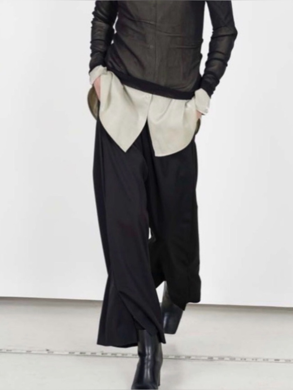Annette Görtz Elfi Wide Leg Split Ankle Pants Wool Blend Black Size 44 US 14